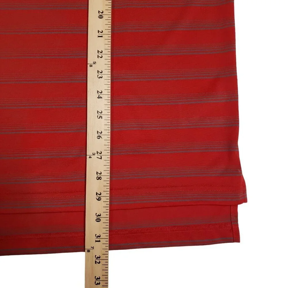 Adidas Golf Polo Shirt Climalite Short Sleeve Red Gray Stripes‎ Mens Size Large